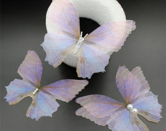 10CM Dégradé Couleur Fait à la main Organza Morpho Papillons Mariage Nudal Papillon Accessoire pour BRICOLAGE Cheveux Bijoux Fabrication Décoration de fête