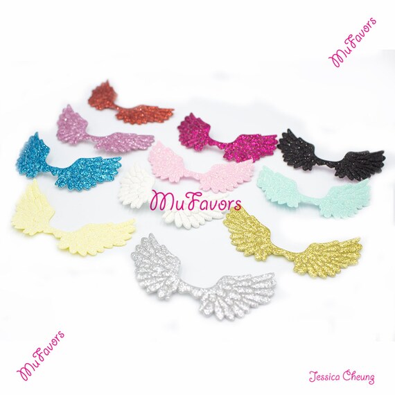 2 75 Glitter Fabric Angel Wing Appliques Embossed Angel Doll Wings For Diy Doll Making Scrapbooking Hair Bow Accessory