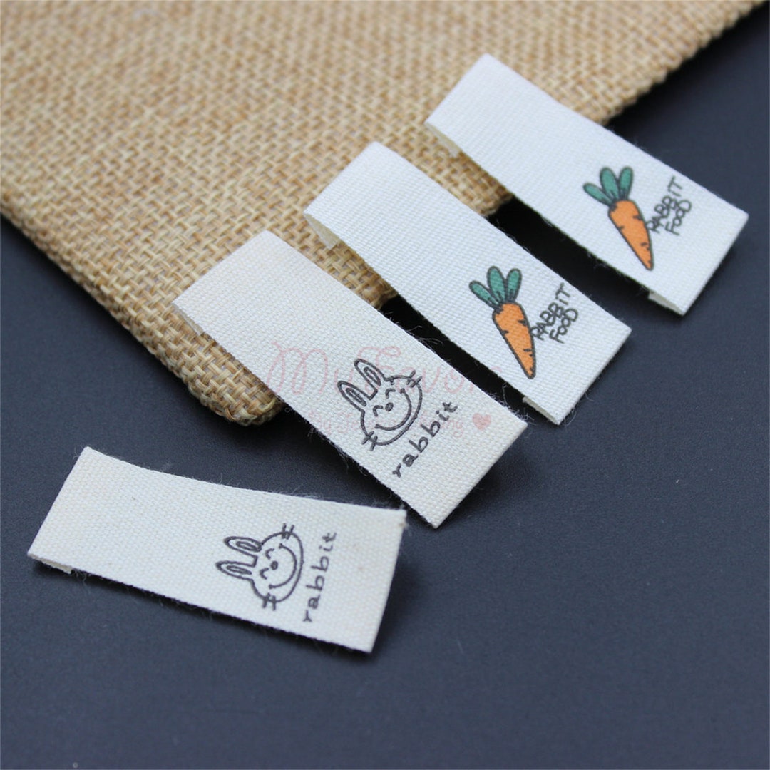 40mm Cotton Sewing Labels Printed Rabbit Carrot Cotton Tags Etsy