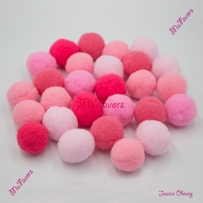 DIY Craft Supply Ball Wreath 25mm PINK Colors Pompoms High Density Polyester Pom Pom Balls Loose Balls for Home Garland Baby Mobile