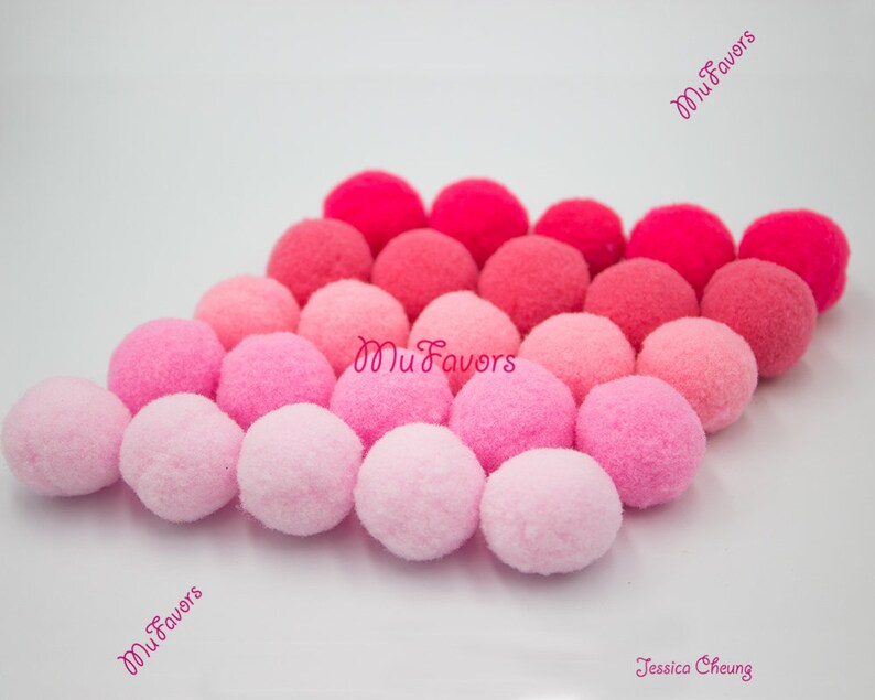 DIY Craft Supply Ball Wreath 25mm PINK Colors Pompoms High Density Polyester Pom Pom Balls Loose Balls for Home Garland Baby Mobile