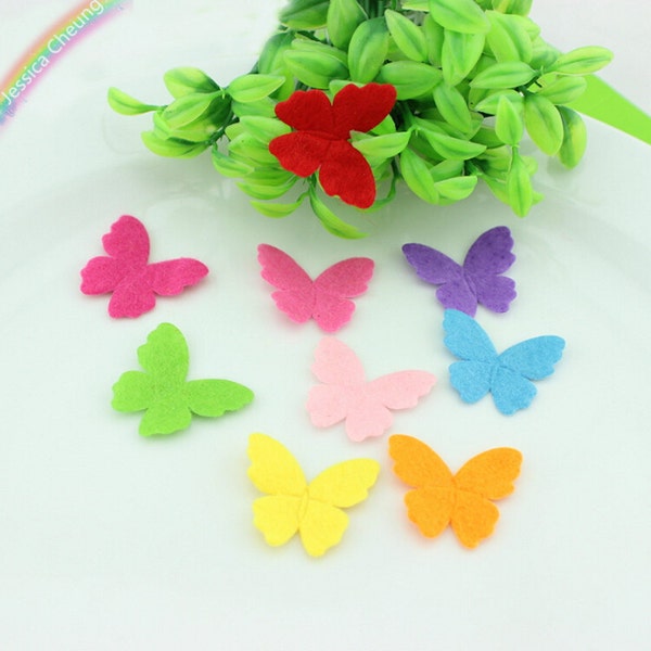 200pcs Assorted Colors Felt Butterfly Appliques Die Cut Butterflies Mini Butterflies Confetti, Wedding Craft, Nursery,Party Decor FZ0026