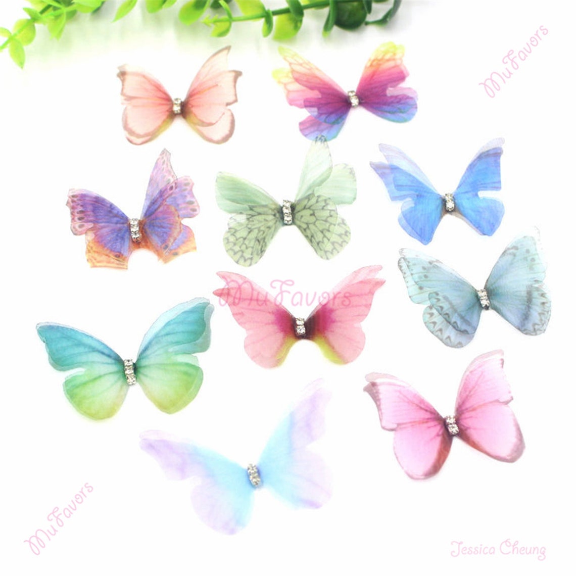 Double-layer Organza Butterfly Appliques W/ Rhinestone 3D Silk - Etsy