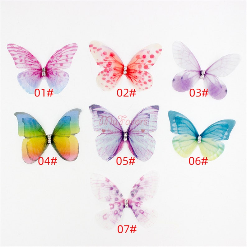 Double-layer Organza Butterflies W/ Rhinestone Silk - Etsy