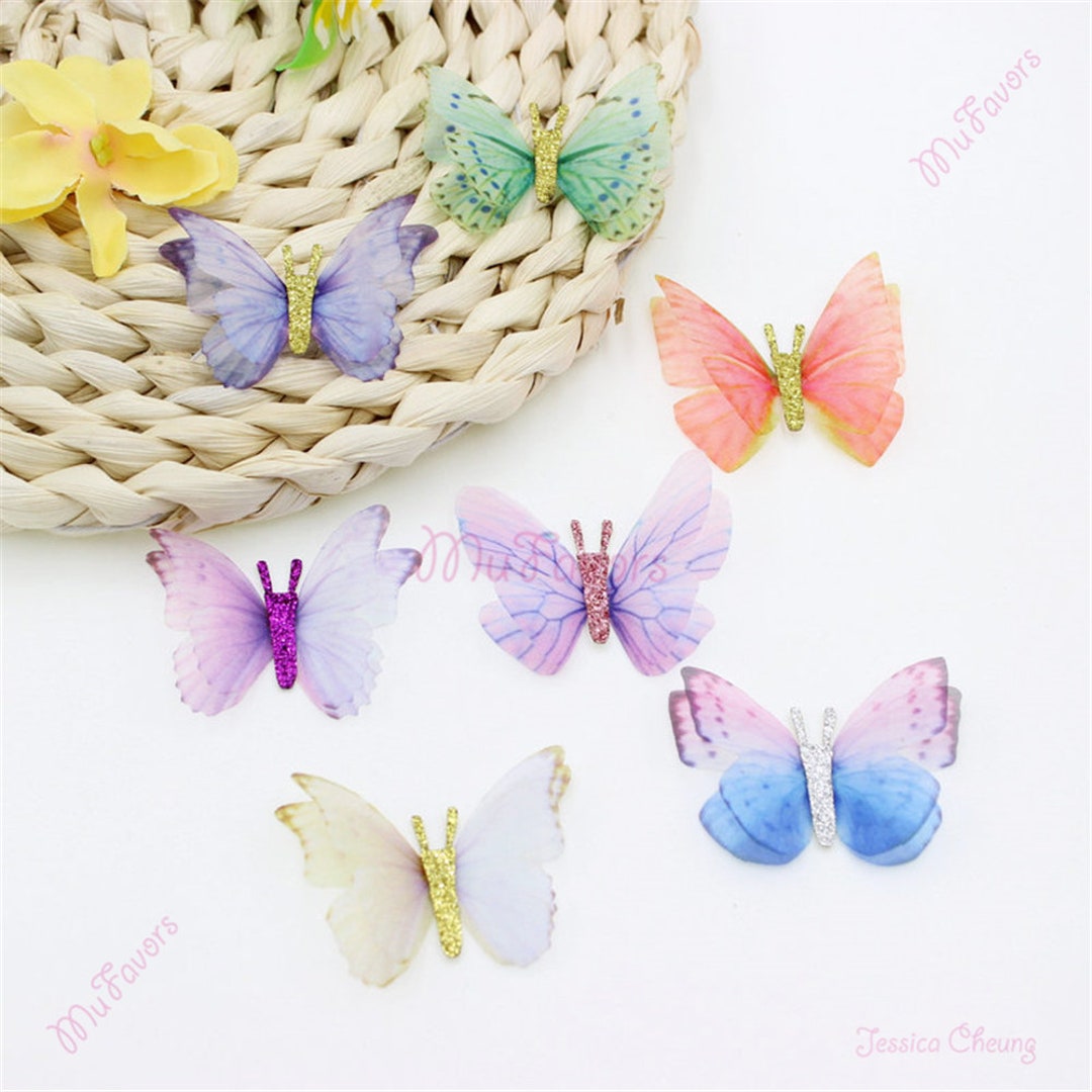 Double Layers Glitter Organza Butterflies for Baby Hair Clips - Etsy