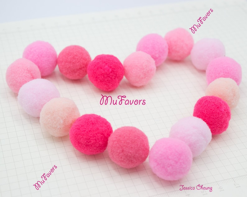 DIY Craft Supply Ball Wreath 25mm PINK Colors Pompoms High Density Polyester Pom Pom Balls Loose Balls for Home Garland Baby Mobile