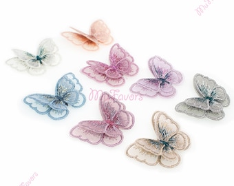 1.97 « Double couche Brodé Fée Papillon pour DIY Papillon Broche, Barrette de Cheveux, Embellissement de Couture - Paquet de 10