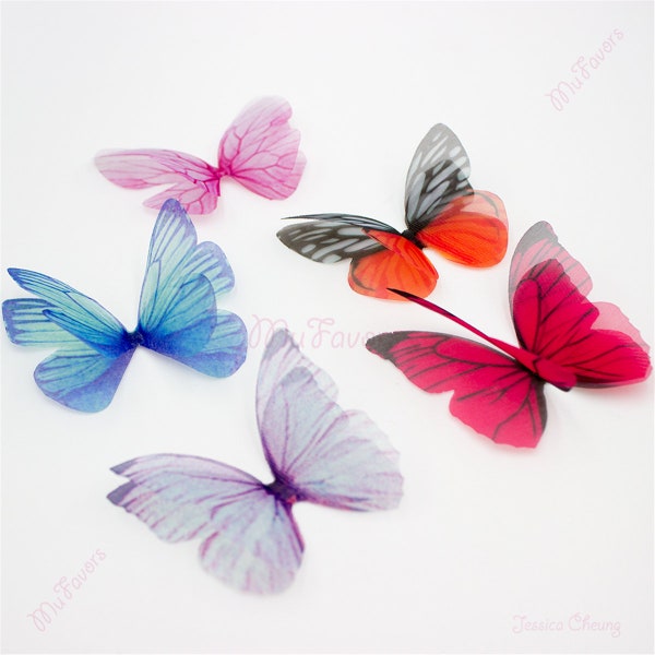 Papillons Organza double couche 60MM - Paquet de 10
