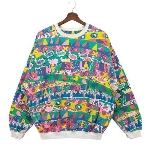 Vintage New Zealand Activewear Full shops Print Crewneck