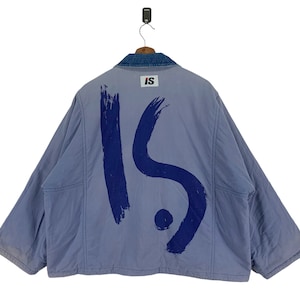 Vintage 80s Issey Miyake I.S Reversible Indigo Denim Blue Oversize Jacket