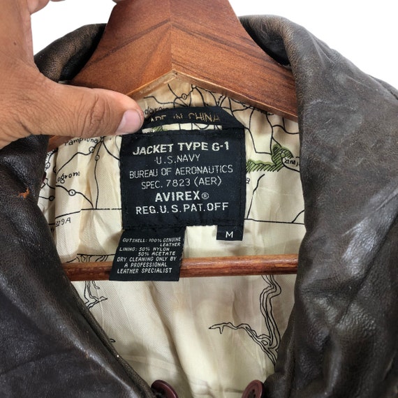 Vintage AVIREX TYPE G-1 Us Navy Leather Bomber Ja… - image 4