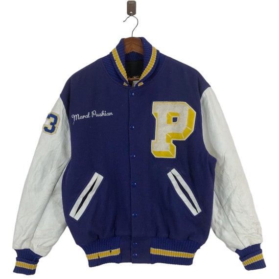 スタジャン 80年代 Albion Knitting Mills Vintage Albion Knitting Mills Award Varsity Leather Bomber Jacket