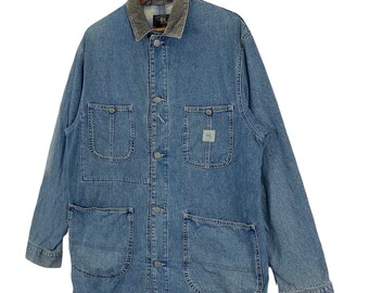 Vintage RRL Ralph Lauren Denim Chore Workers Button Jacket Vintage RRL Ralph Lauren Denim Chore Workers Button Jacket