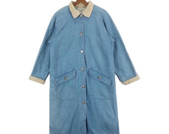 小物 LL bean nylon long coat jacket vintage LL Bean Coat Size Large Men's Blue Hooded Jacket Made In USA
