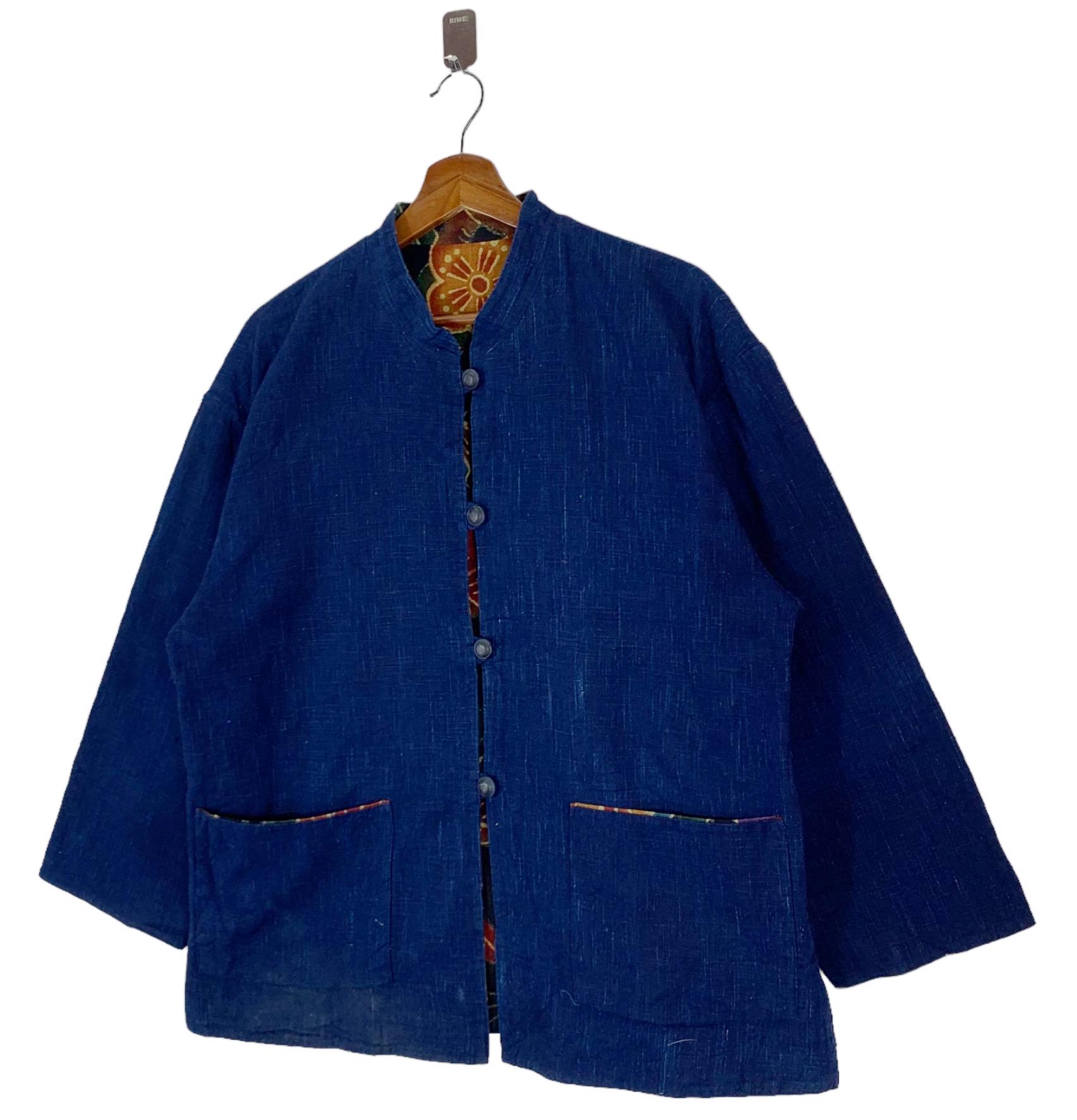 Vintage Indigo Japanese Brand Reversible Chinese Style Vintage Indigo Japanese Brand Reversible Chinese Style