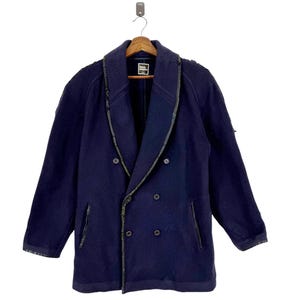 Vintage Issey Miyake Men Doible Breasted Shawl Collar Wool Coat Japanese Fashion Designer 80s Retro Jacket