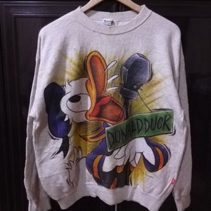Vintage 90er Jahre Donald Duck Walt Disney Cartoon Sweatshirt Pullover mittlere Größe