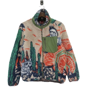 Vintage Amina Fleece Retro Hunting Sherpa Multicolour Jacket