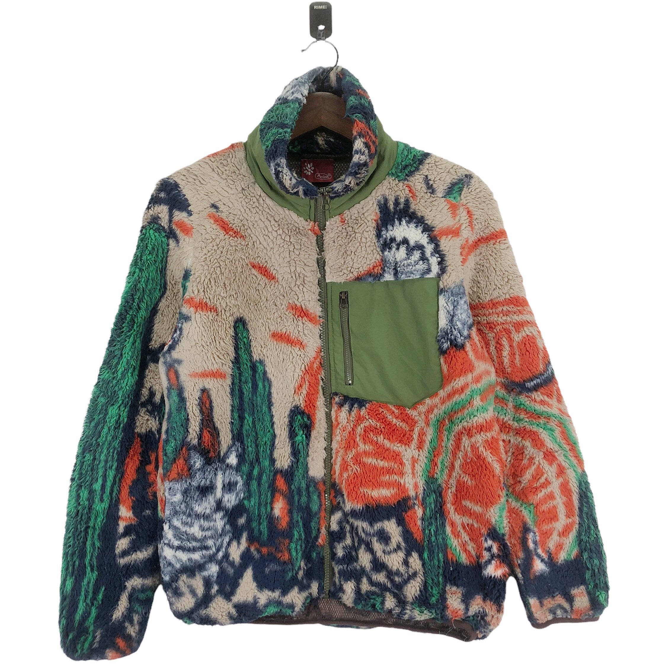 Vintage Amina Fleece Retro Hunting Sherpa Multicolour Jacket