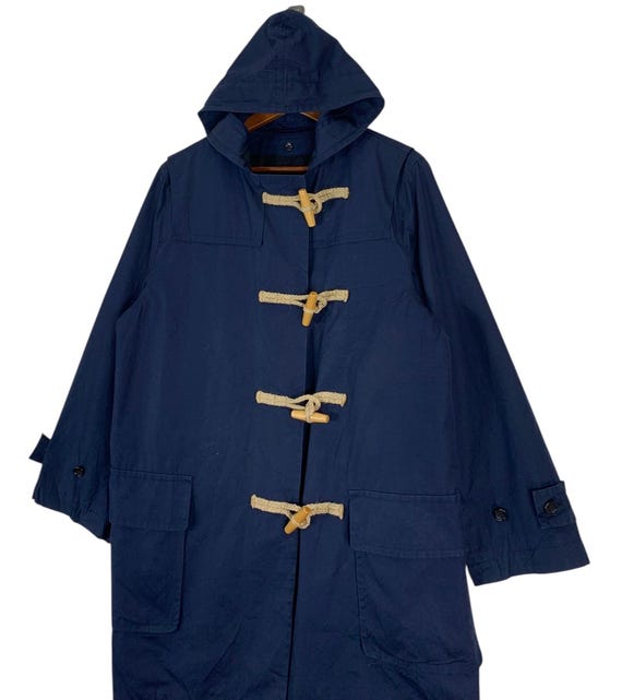 Margaret Howell, Vintage Margaret Howell Navy Cotton Duffle Coat Hooded Toggle Button Jacket