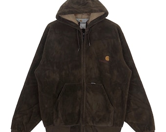 Vintage Carhartt Workers Union Made Velvet Zipper Hoodie Jacket