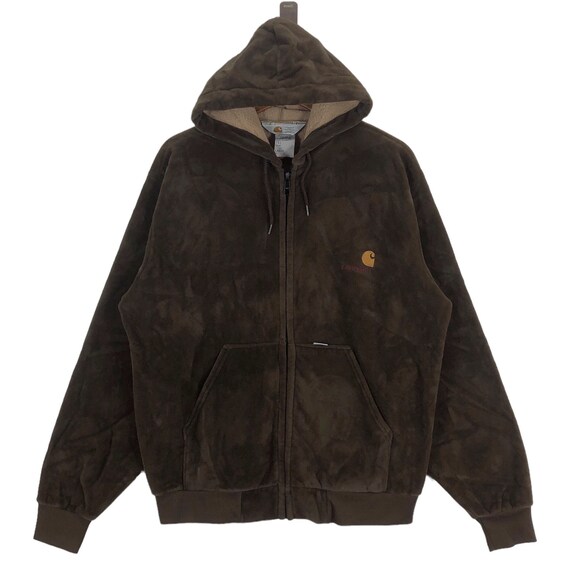 トップス rare 90s USA carhartt velours zip hoodie Other Designers Vintage - 🔥VTG 90s CARHARTT VELVET MENS ZIPPER