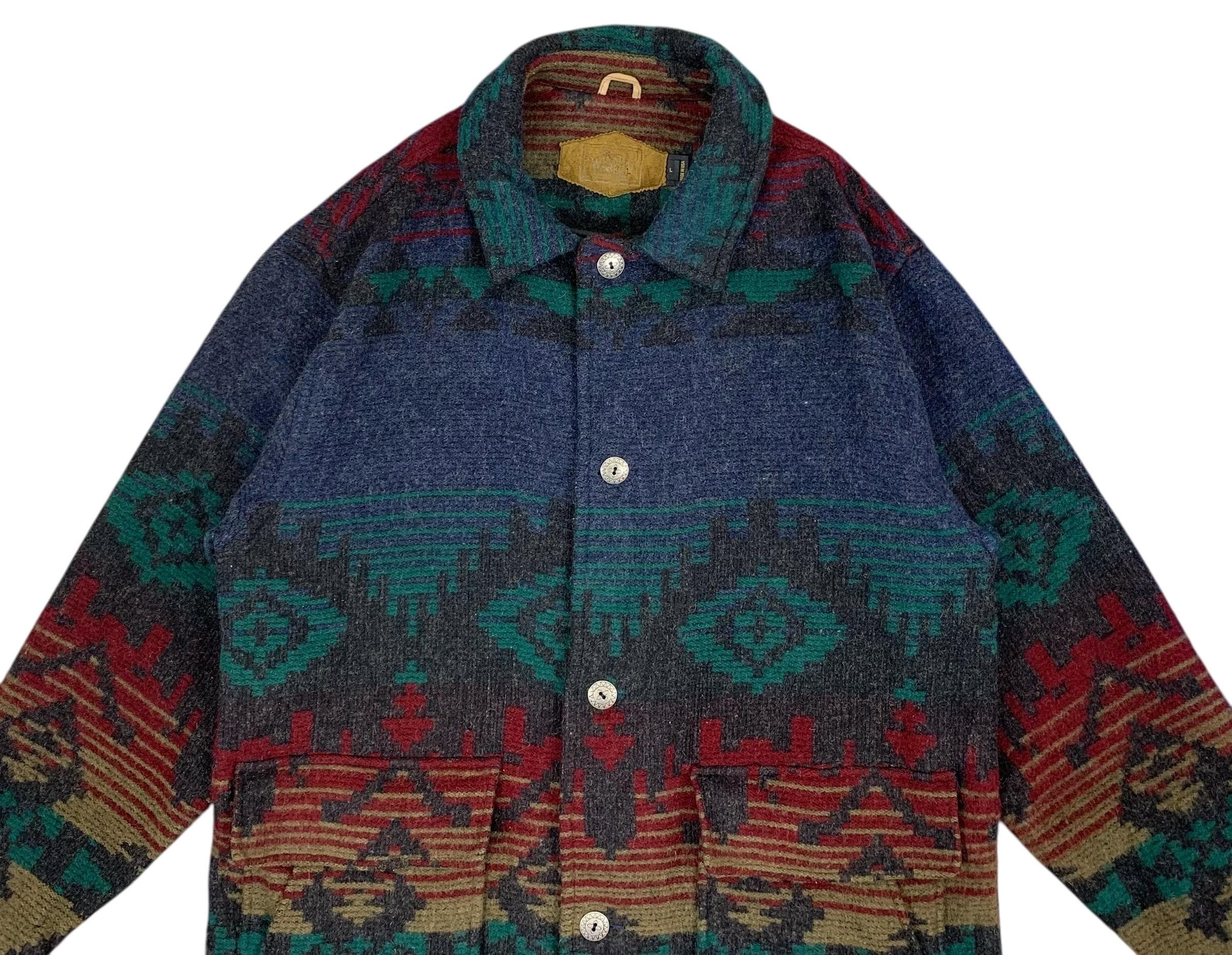 Vintage 80s Woolrich Aztec/navajo Southwestern Heavy Wool Chore