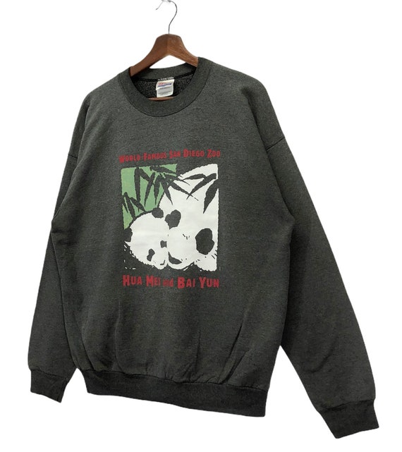 値下げ　80's Panda sweat shirt Vintage 90s Sweatshirt Hua Mei and Bai Yun World Famous San Diego