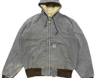 Vintage Carhartt Workers Hoodie Distressed Zipper Jacket