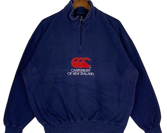 Sudadera vintage Canterbury de Nueva Zelanda con cremallera, talla mediana