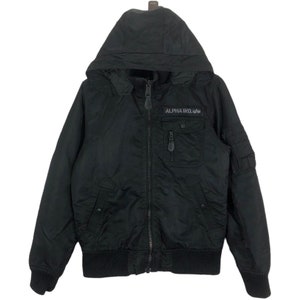 Vintage Alpha Industries Military Bomber Zipper Hoodie Jacket