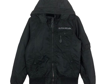 Vintage Alpha Industries Military Bomber Zipper Hoodie Jacket