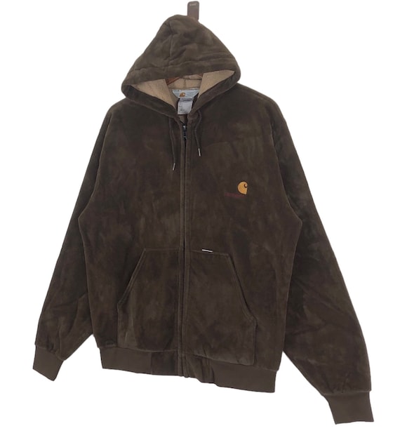 Vintage Carhartt Workers Union Made Velvet Zipper Hoodie Jacket - Etsy
