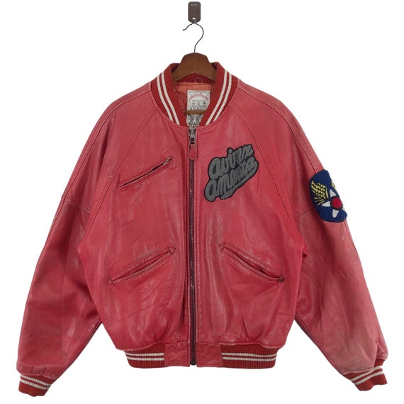 Vintage Avirex Varsity Leather Bomber Jacket - Etsy