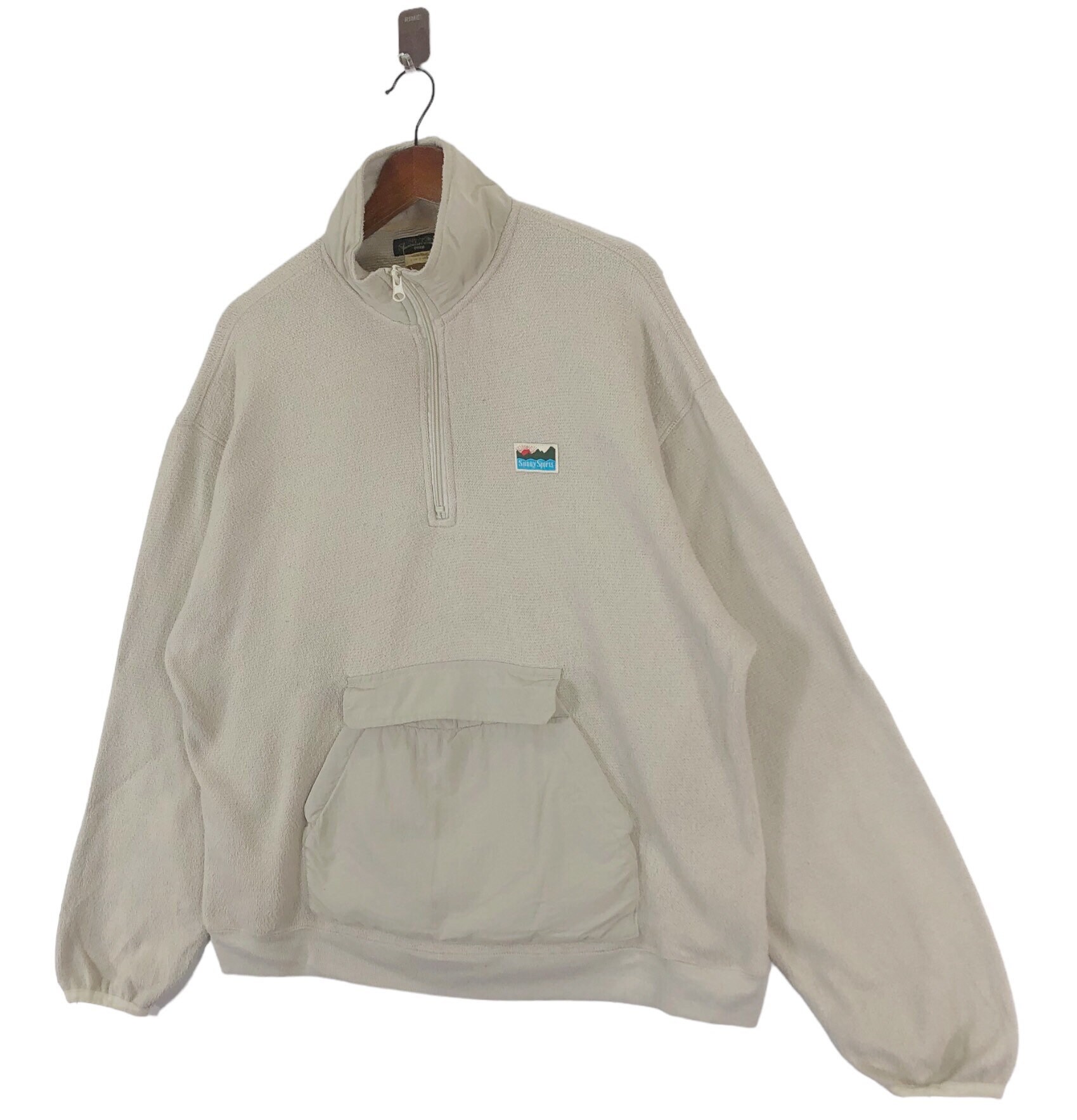 【YOURNUS】1990 Retro Half Sleeve Vintage Japanese Brand Sunny Sports Fleece Half Zipper