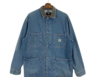 Vintage RRL Ralph Lauren Denim Chore Workers Button Jacket