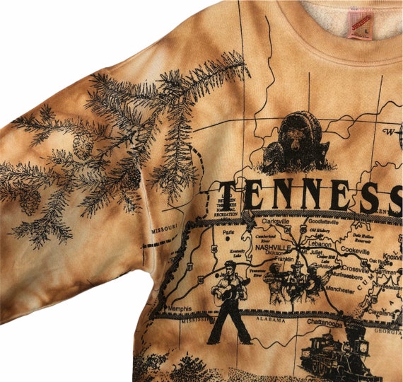 Vintage 90s TENNESSEE State Map All Over Print Cr… - image 5