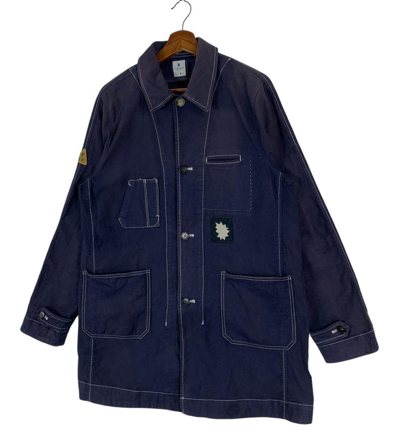 Vintage R.Newbold By Paul Smith French Work Jacket/Indigo Chore Coat Contrast Stitch/Japanese Workwear image 2