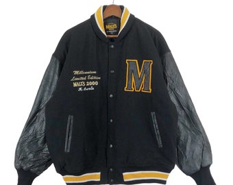 Vintage Suntory Malts Beer Varsity Jacket Leather Wool Jacket