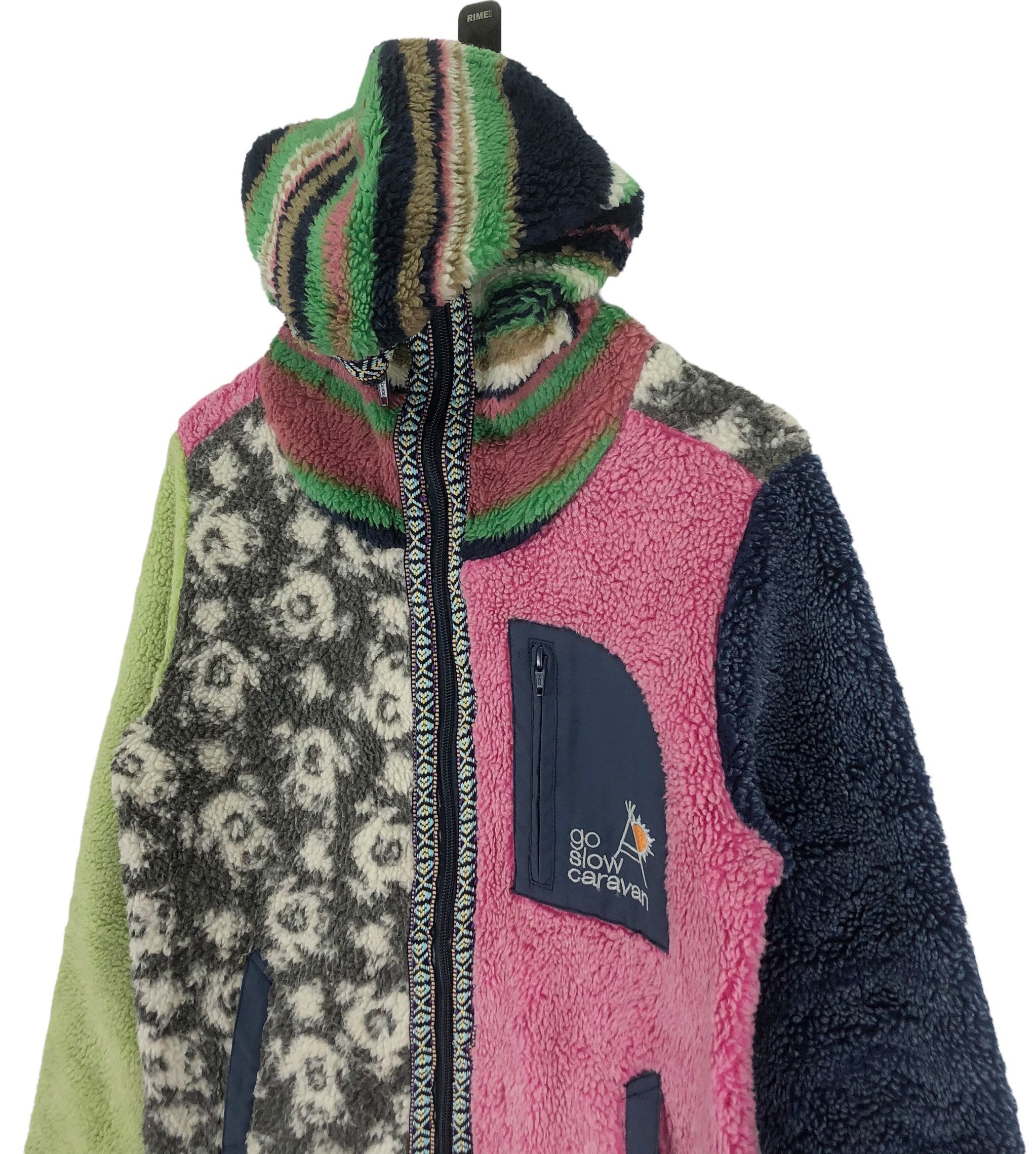 季節のおすすめ商品 Vintage Go Slow Caravan Multicolour Fleece Sherpa Hoodie ジャケット・アウター