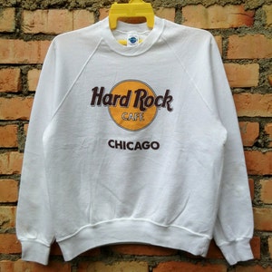 Cru!!! Vintage 90s Hard Rock Cafe Chicago 50/50 cor branca tamanho grande