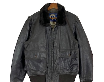 Vintage Cooper Type G1 Leather Jacket Zipper US Navy USN Fur