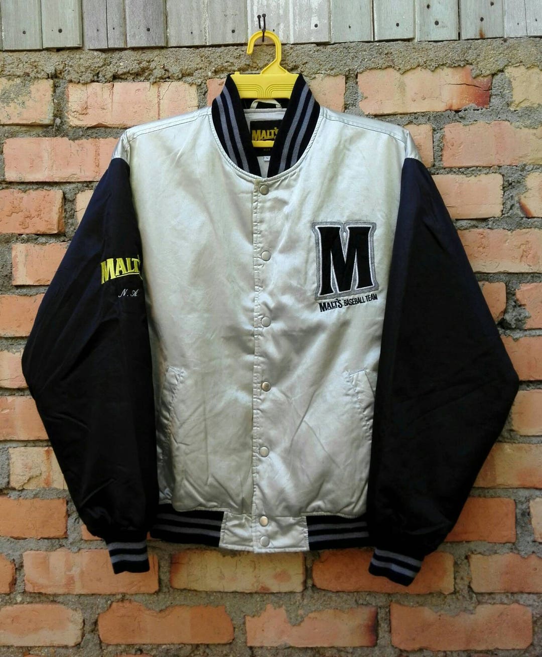 Rare Malt's Baseball Team Jacket Satin Varsity Large Size Etsy