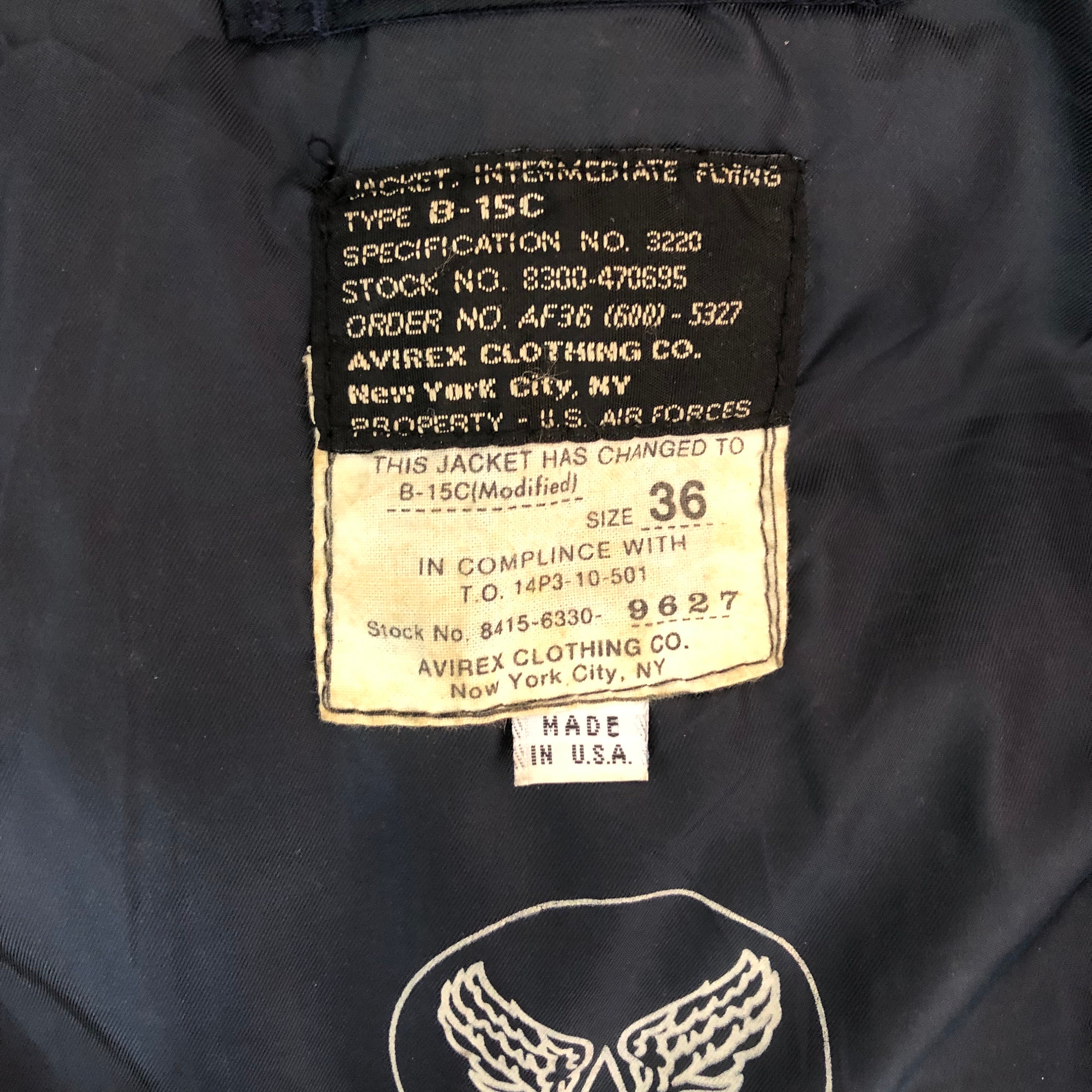 Vintage 60s 70s AVIREX TYPE B-15C Us Air Force Flight Bomber Vintage 60s 70s AVIREX TYPE B-15C Us Air Force Flight Bomber