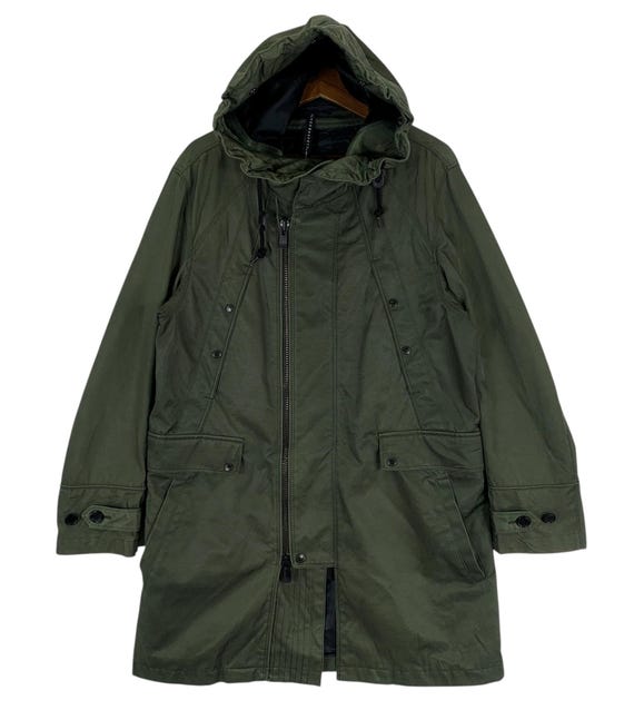 Neil Barrett, Vintage Blackbarrett by Neil Barrett dual zip nylon fishtail coat