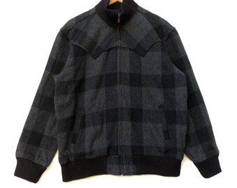 Vintage 90s Woolrich Aztec Wool Zipper Jacket Native Navajo