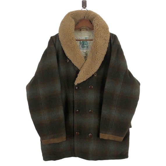 【80s】Vintage Shawl Collar Wool Coat USA Vintage 80s Portrait Coat Teal Blue Puff Sleeve Shawl Collar