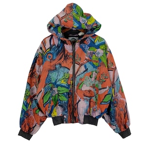 Vintage Silk Pop Art Artist Fullprint Hoodie Bomber Jacket