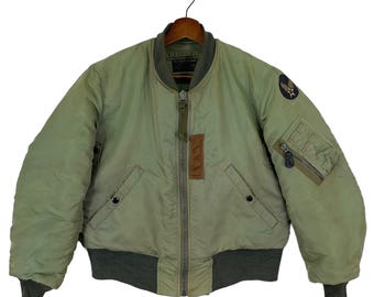 VTG Dwarf Records Bomber MA-1 Flight Jacket Men XL Blue