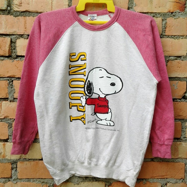 rare!!! Snoopy Peanuts Pullover Sweatshirt taille moyenne